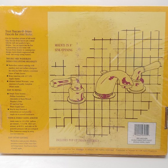 Tuscany Brass] SIENA Double Handled Bath Faucet with [pop up drain  included. - Picture 3 of 5